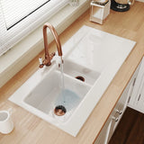 Astini Colonial Ceramic White Handle Twin Lever Kitchen Mixer Tap