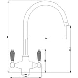 Astini Colonial Ceramic White Handle Twin Lever Kitchen Mixer Tap