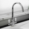 Astini Colonial Ceramic White Handle Twin Lever Kitchen Mixer Tap