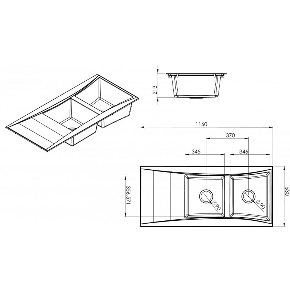 Astini Xeron 2.0 Bowl SMC Synthetic Reversible Kitchen Sink & Waste