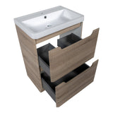 Astini Monza 600mm Fluted Country Oak Floor Standing Vanity Unit