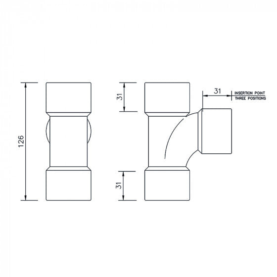Floplast 40MM ABS Solvent Weld Swept Tee
