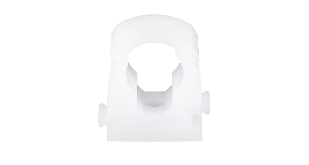 White plastic clip on a white background