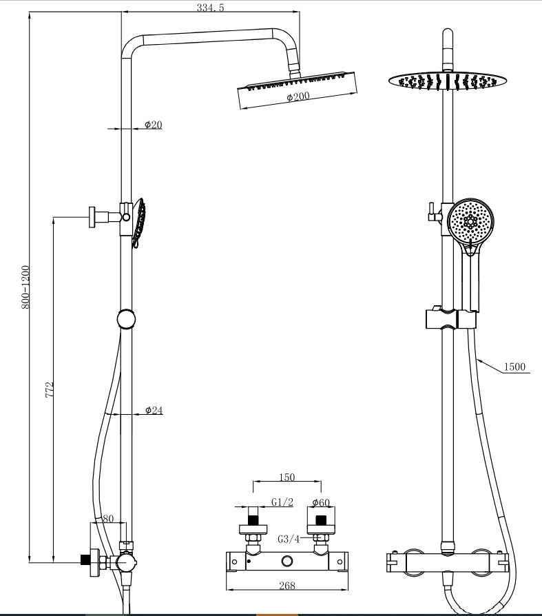 Eastbrook Modern Rigid Riser Shower w/ Handset