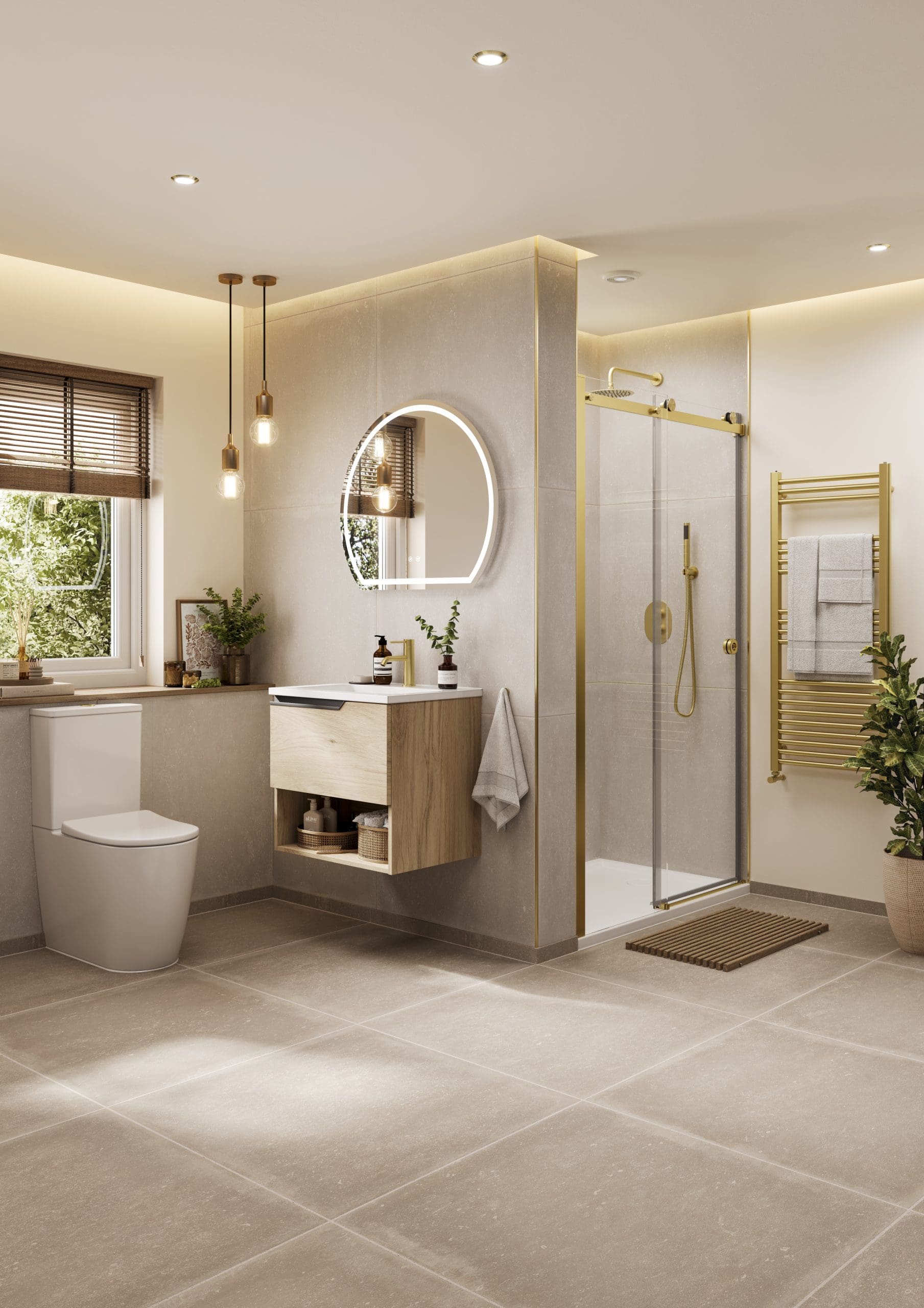 Aqua 500mm Wide Gigi Towel Rail Brushed Brass