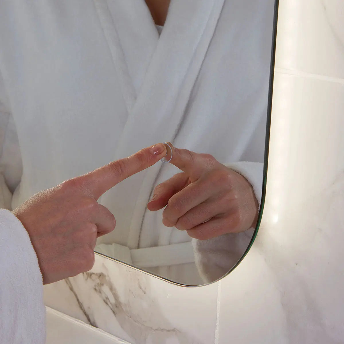 SCUDO - AURA LED Mirror with Demister Pad & Shaver Socket HPS Hartlepool Plumbing Supplies