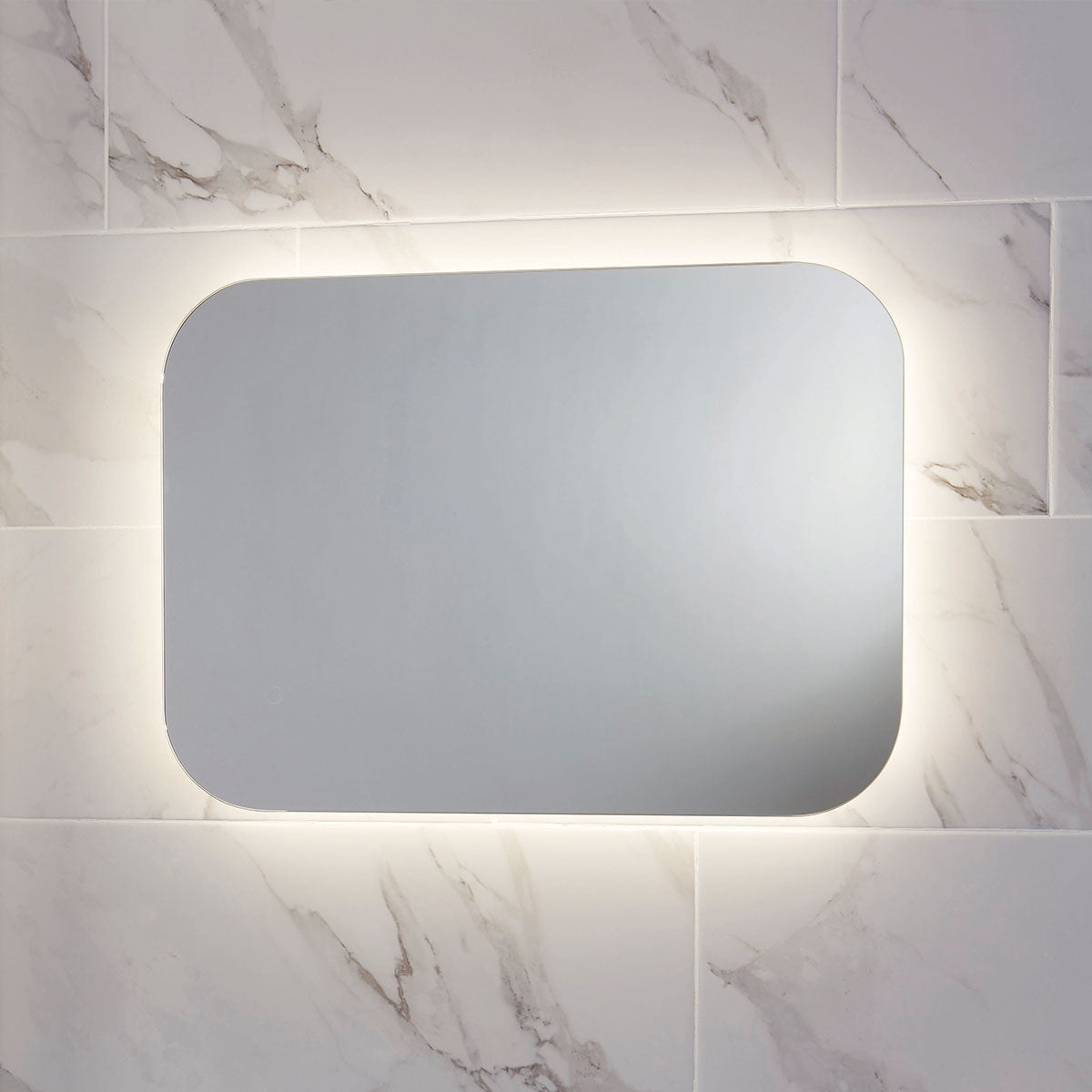 SCUDO - AURA LED Mirror with Demister Pad & Shaver Socket HPS Hartlepool Plumbing Supplies