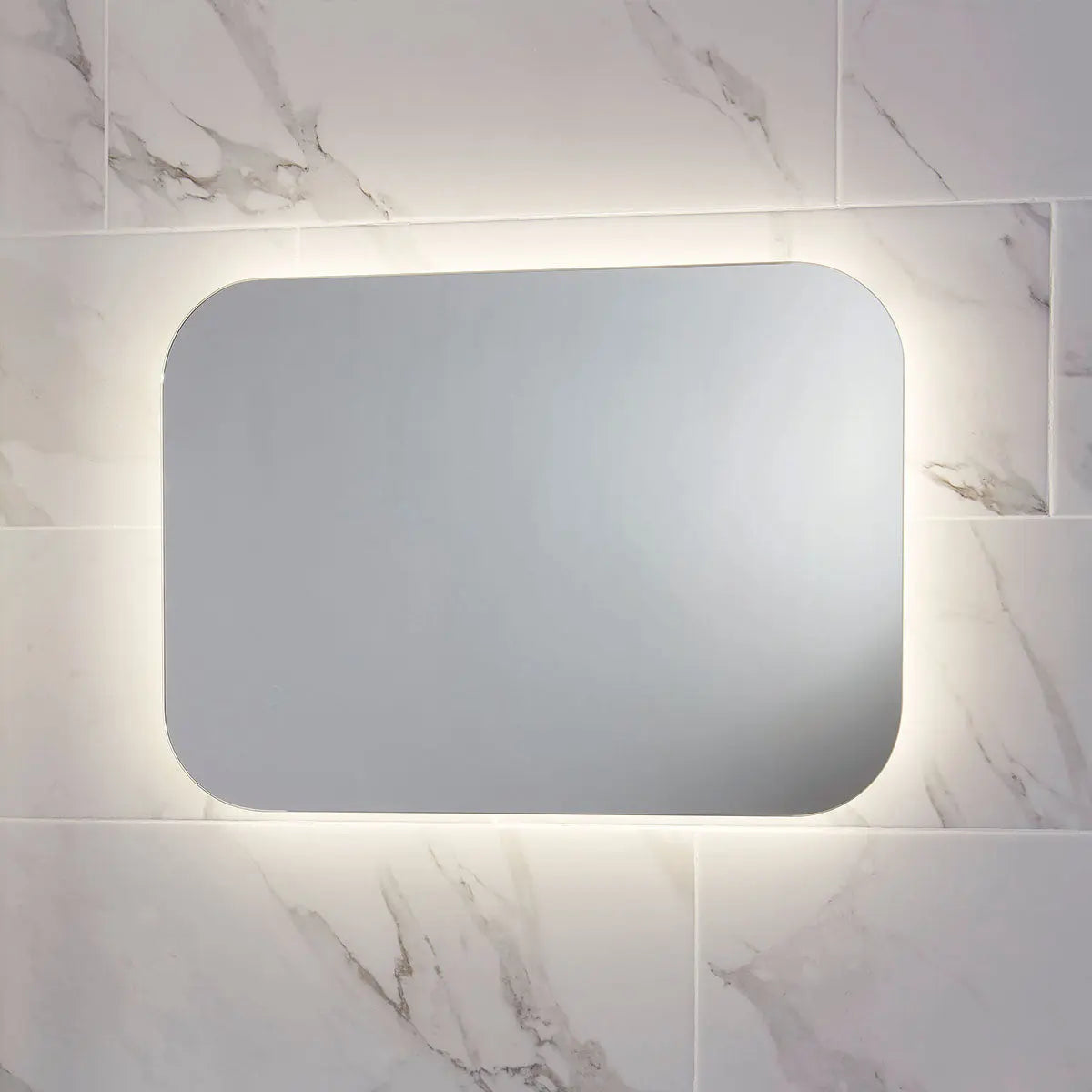 SCUDO - AURA LED Mirror with Demister Pad & Shaver Socket HPS Hartlepool Plumbing Supplies