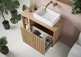 Alfie 800 Wall Mounted Cabinet with Fluted Door, Side Storage & Worktop HPS Hartlepool Plumbing Supplies