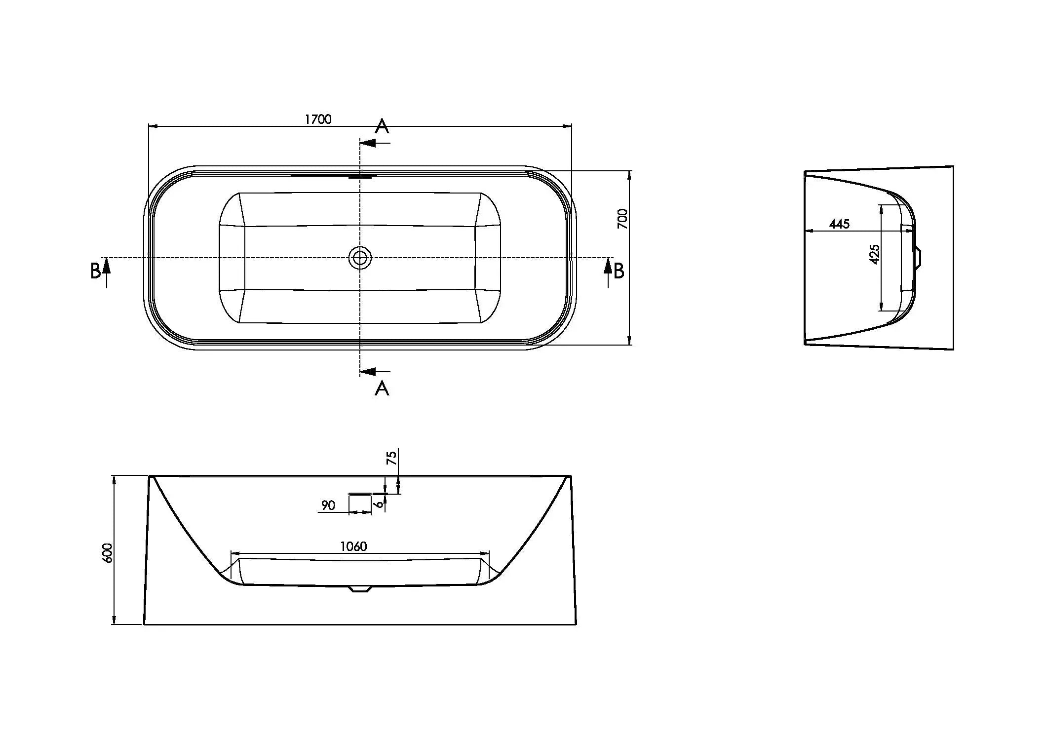 Scudo Choices Freestanding Bath 1700 x 700 HPS Hartlepool Plumbing Supplies
