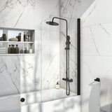 Scudo S6 Black Radius Bath & Shower Screen HPS Hartlepool Plumbing Supplies