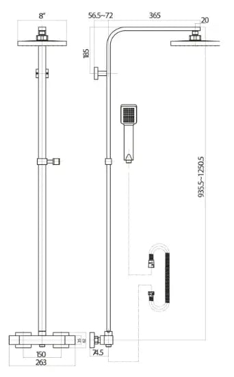 Lunar Black Square Rigid Riser Shower-HPS Hartlepool Plumbing Supplies
