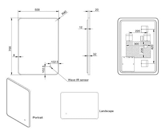 ALFIE SOFT EDGE LED MIRROR BRUSHED BRASS-HPS Hartlepool Plumbing Supplies