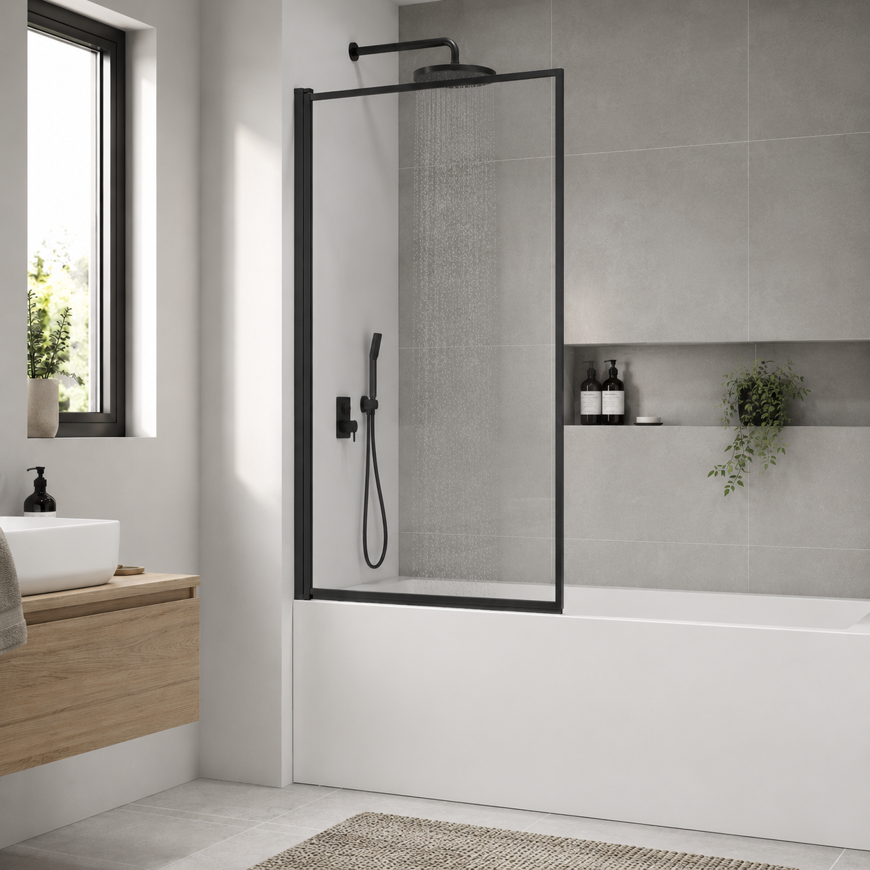 Aqua Velar Velar Frame Matt Black Bath Screen