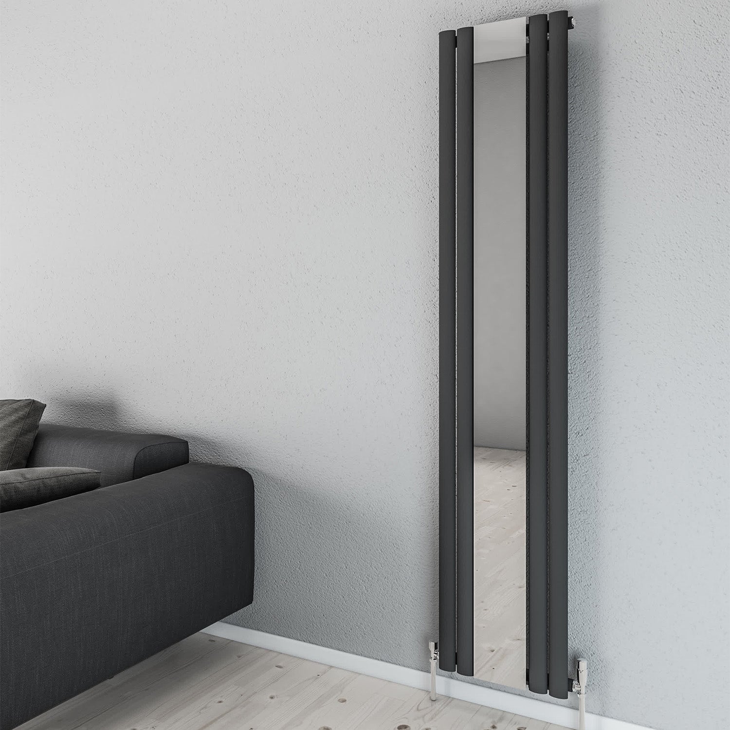 Aqua Moda Steel Vertical Radiator with Mirror W380 x H1800