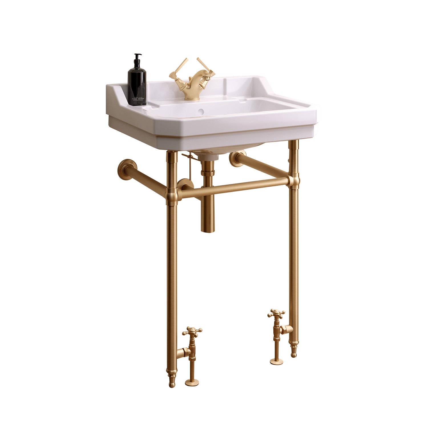 Holborn 1TH 610mm Heated Washstand & Basin - Brushed Brass