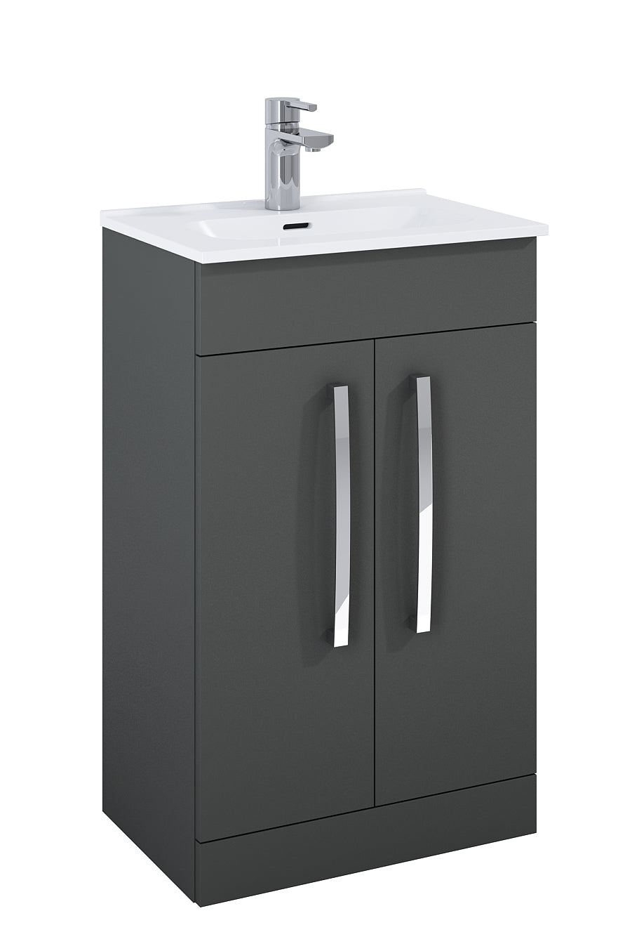 Frontline Aquatrend 600mm 2 Door Floor Standing Vanity Unit & Basin