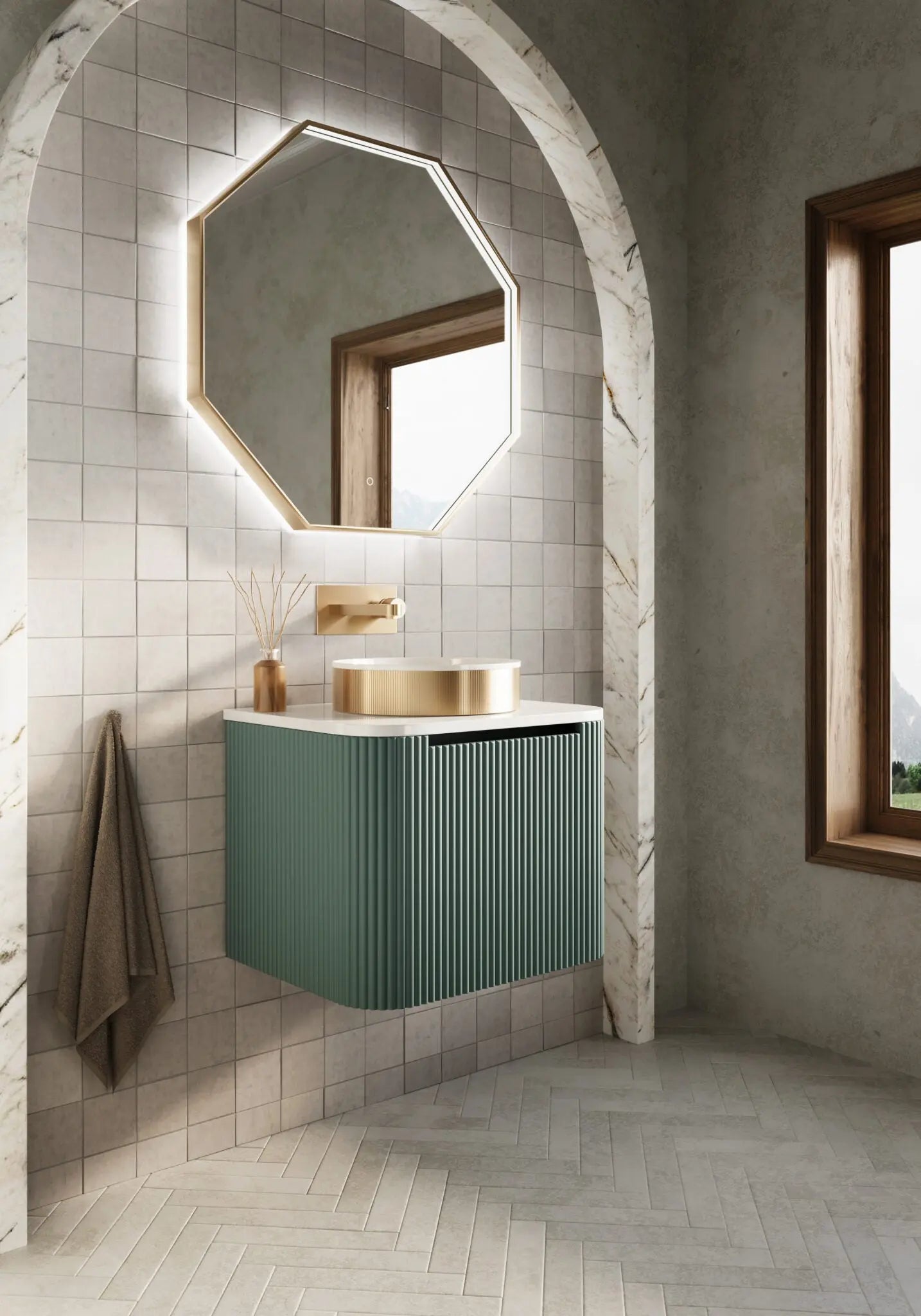 Scudo Linea Curve 600mm Wall Hung Vanity Unit HPS Hartlepool Plumbing Supplies