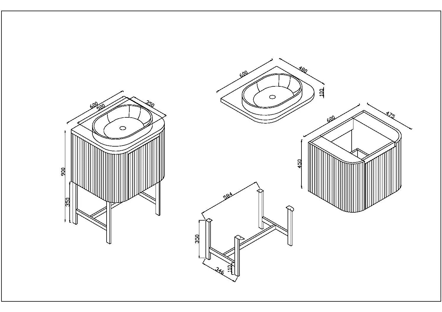 Linea Curve 600 Basin HPS Hartlepool Plumbing Supplies