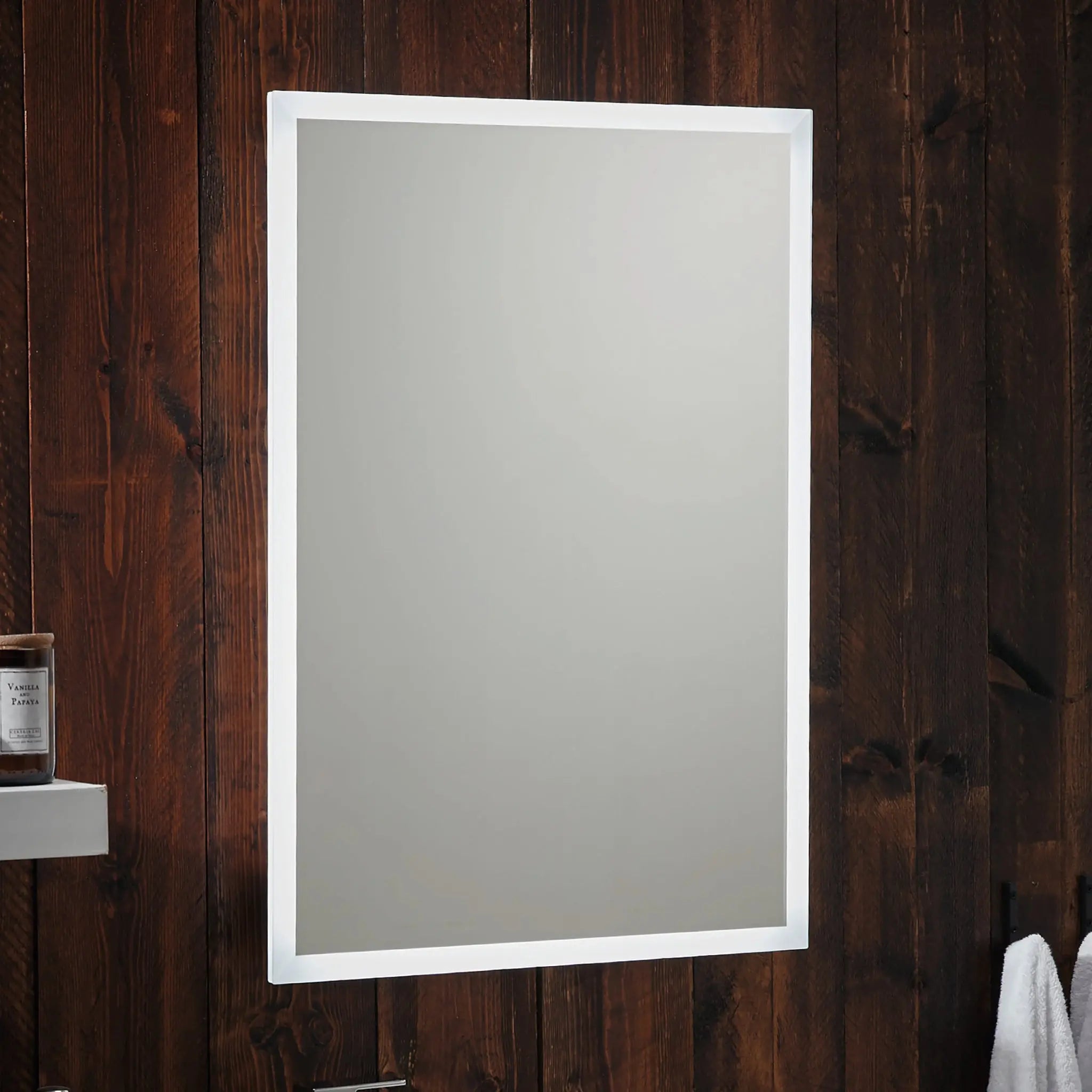 Scudo Mosca LED Mirror with Demister Pad and Shaver Socket and Bluetooth 500x700mm HPS Hartlepool Plumbing Supplies