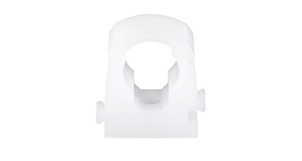 White plastic clip on a white background