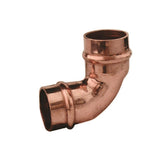 Copper elbow pipe fitting on a white background