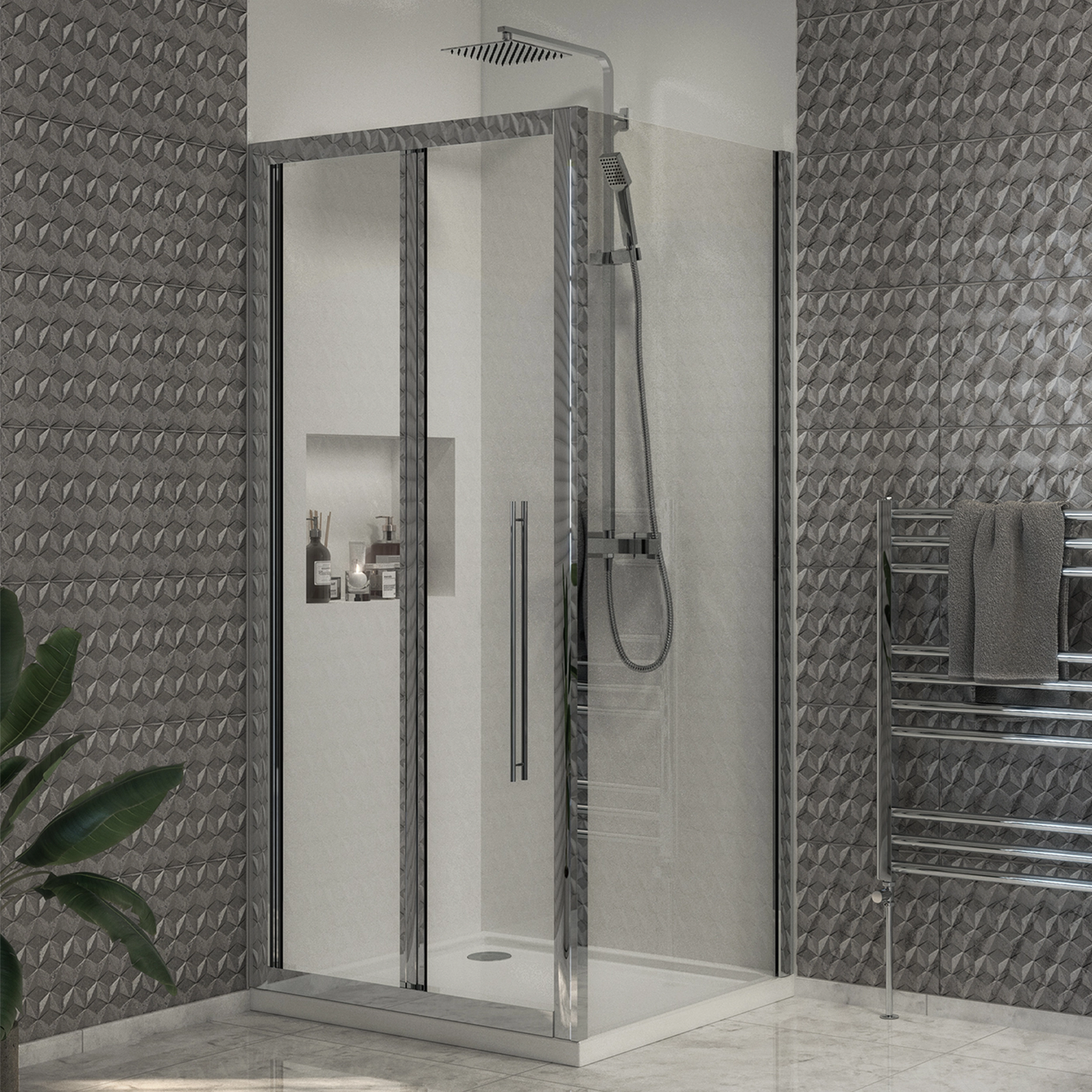 Swan Loughton Column Shower w/ Rail, Hose & Square Head