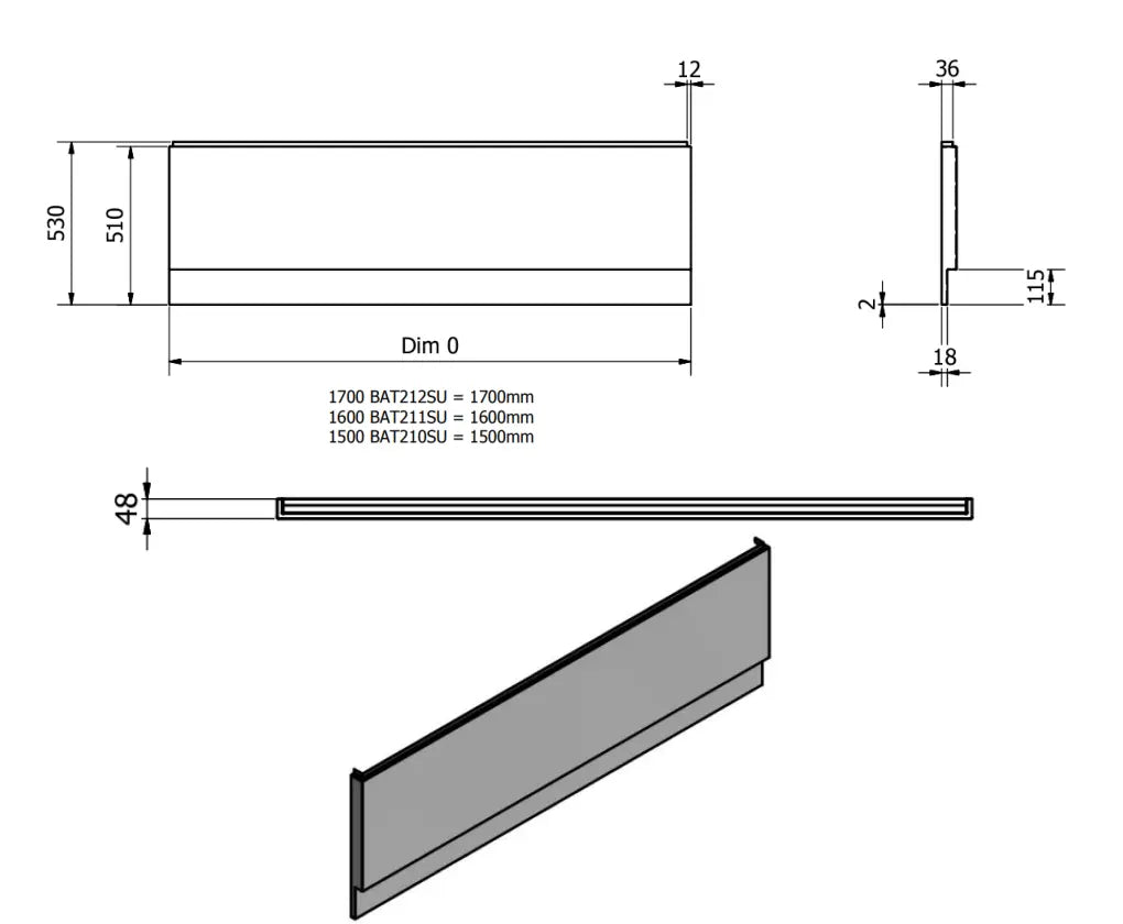 K-VIT Supastyle 1700mm Front Bath Panel White HPS Hartlepool Plumbing Supplies
