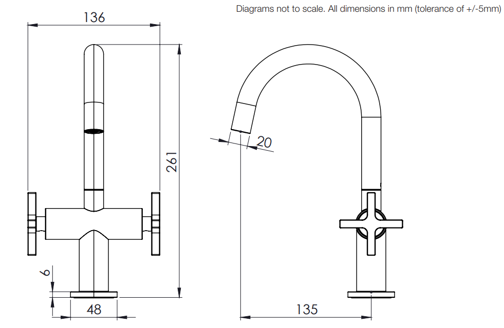 Tavistock Cohort Cross 2 Head Basin Mixer Inc Clicker Waste