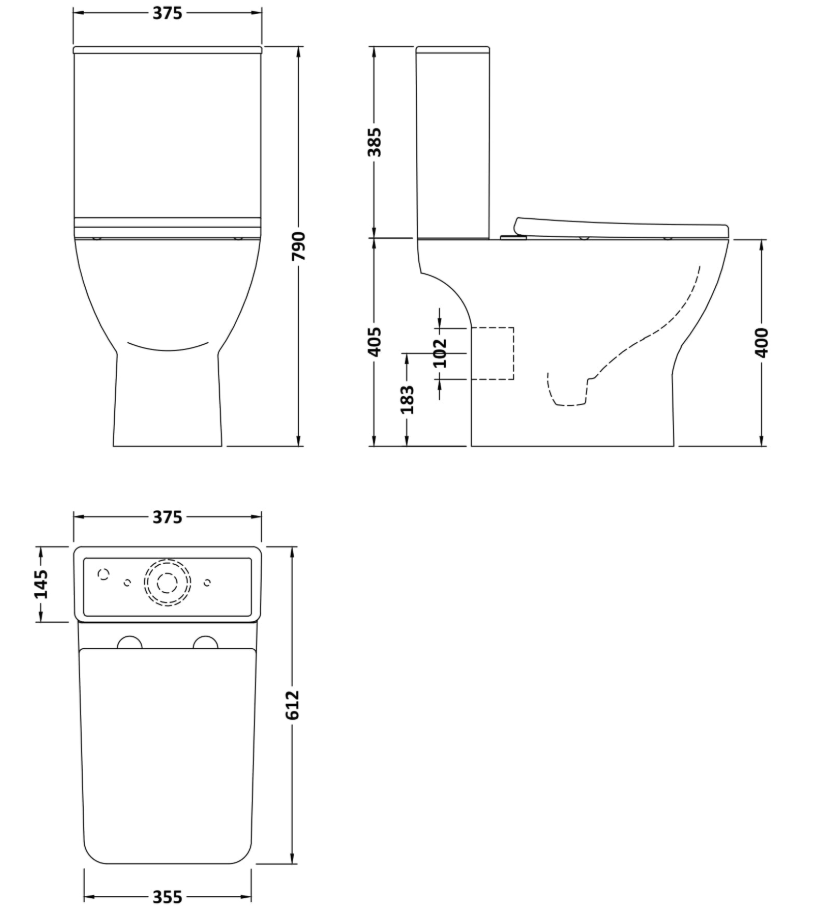 Nuie Ava Rimless Open Back Toilet Set