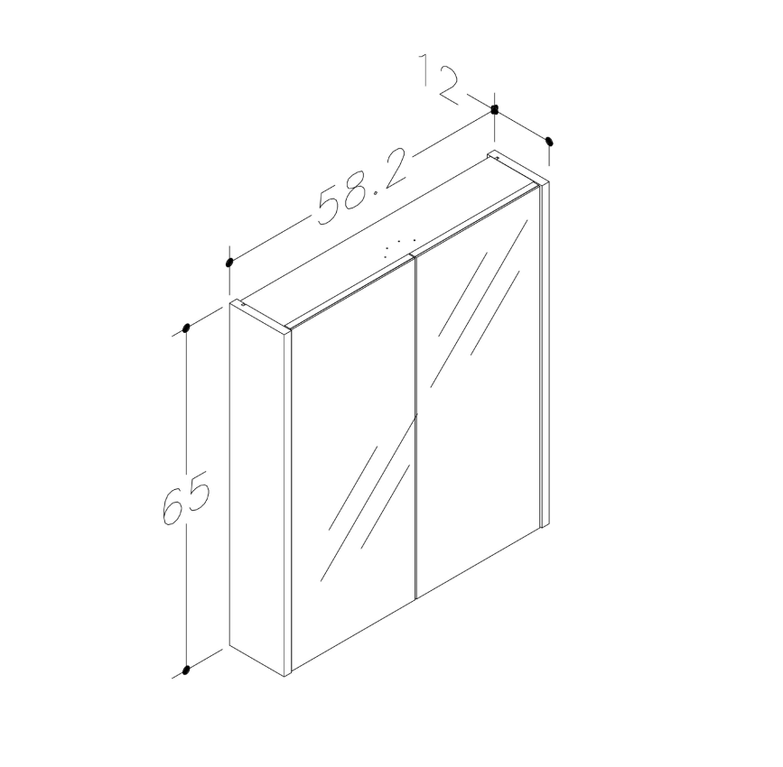 Swan Glebe 580mm x 650mm 2 Door Mirror Cabinet w/ Glass Shelves