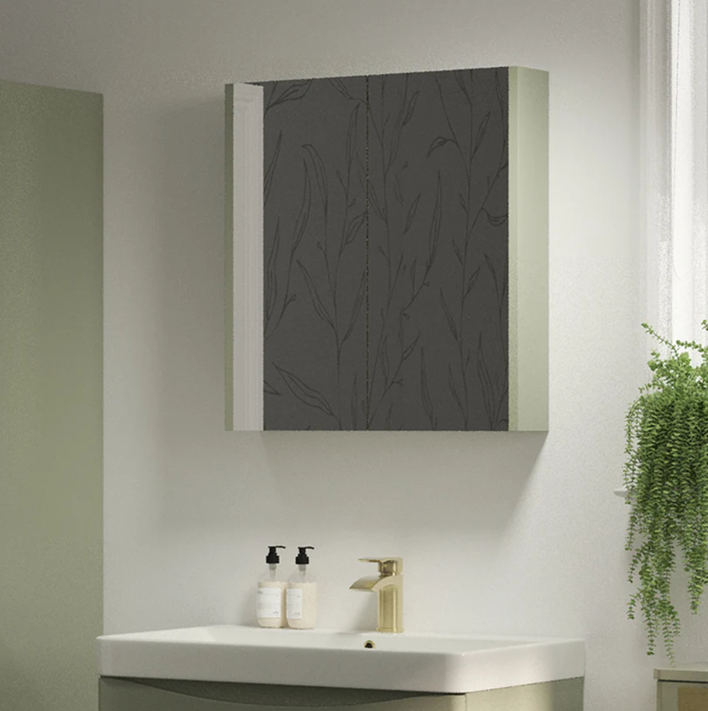 Swan Glebe 580mm x 650mm 2 Door Mirror Cabinet w/ Glass Shelves