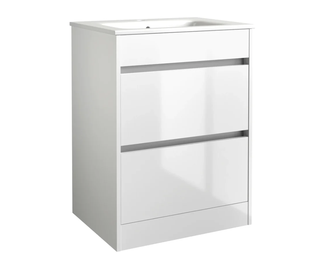 Swan Glebe 620mm x 850mm x 480mm 2 Drawer Floorstanding Vanity Unit & Basin