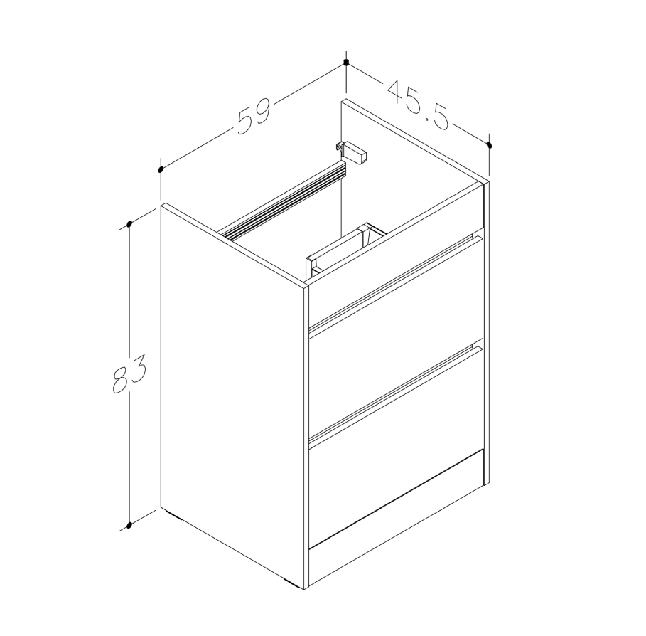 Swan Glebe 620mm x 850mm x 480mm 2 Drawer Floorstanding Vanity Unit & Basin