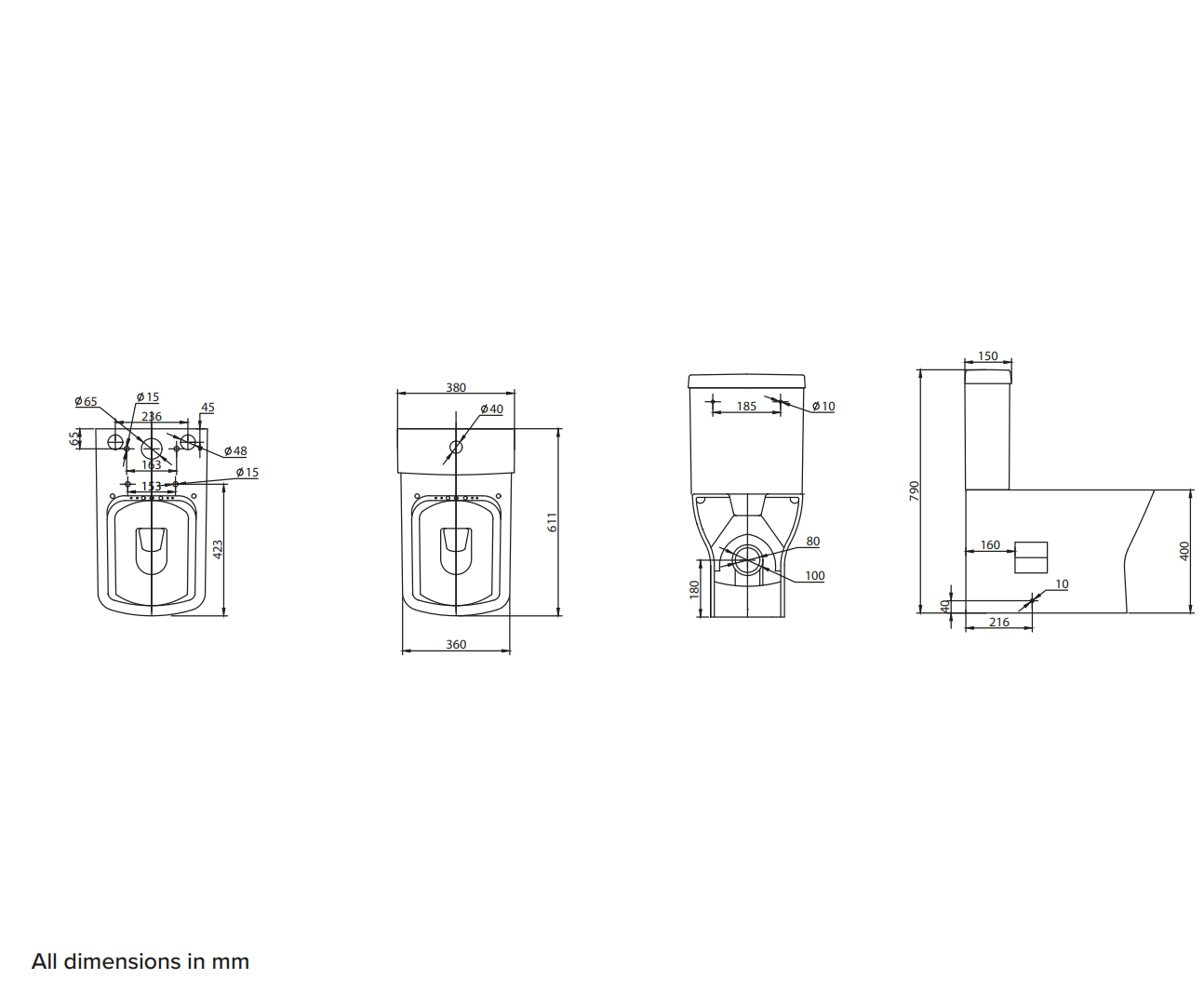Swan Lodge Square Close Coupled Closed Back Toilet Set