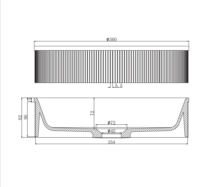 Scudo KOKO Fluted Countertop Basin