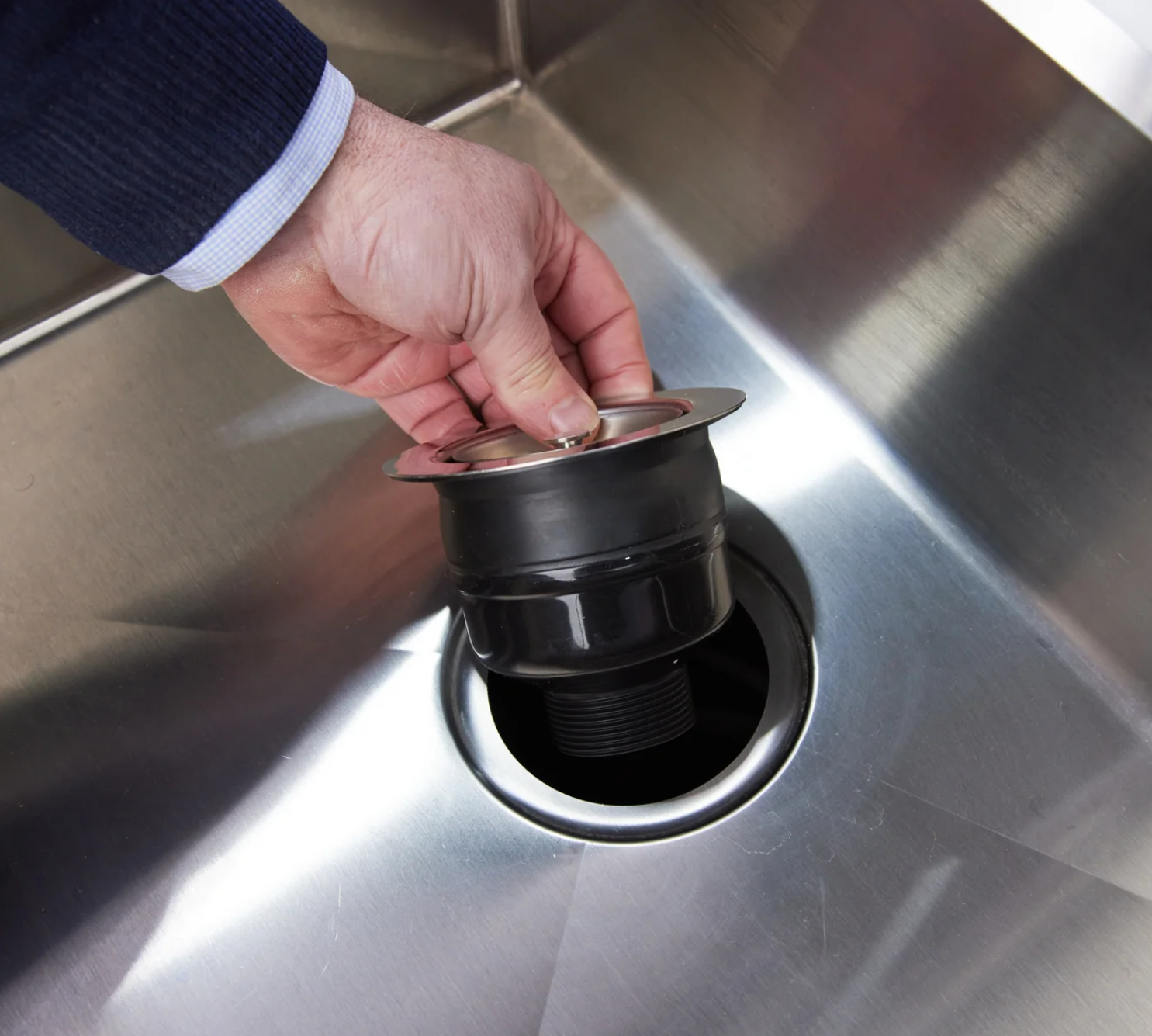 Top Fix Basket Strainer Kitchen Sink Waste Polished Steel