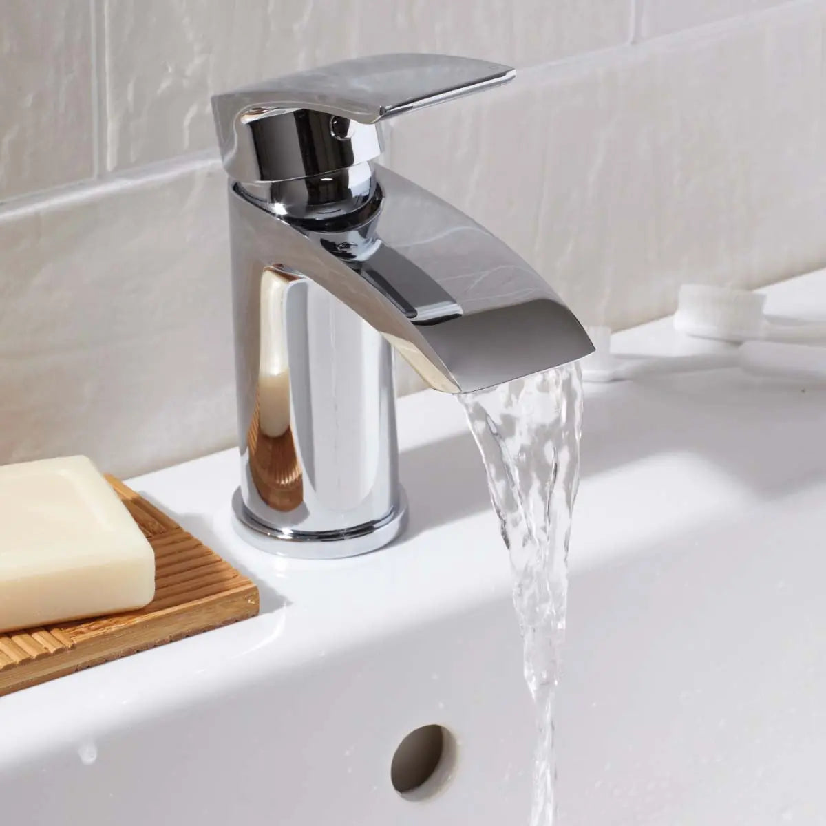 Scudo Belini Chrome Mini Mono Basin Mixer with Push Waste HPS Hartlepool Plumbing Supplies