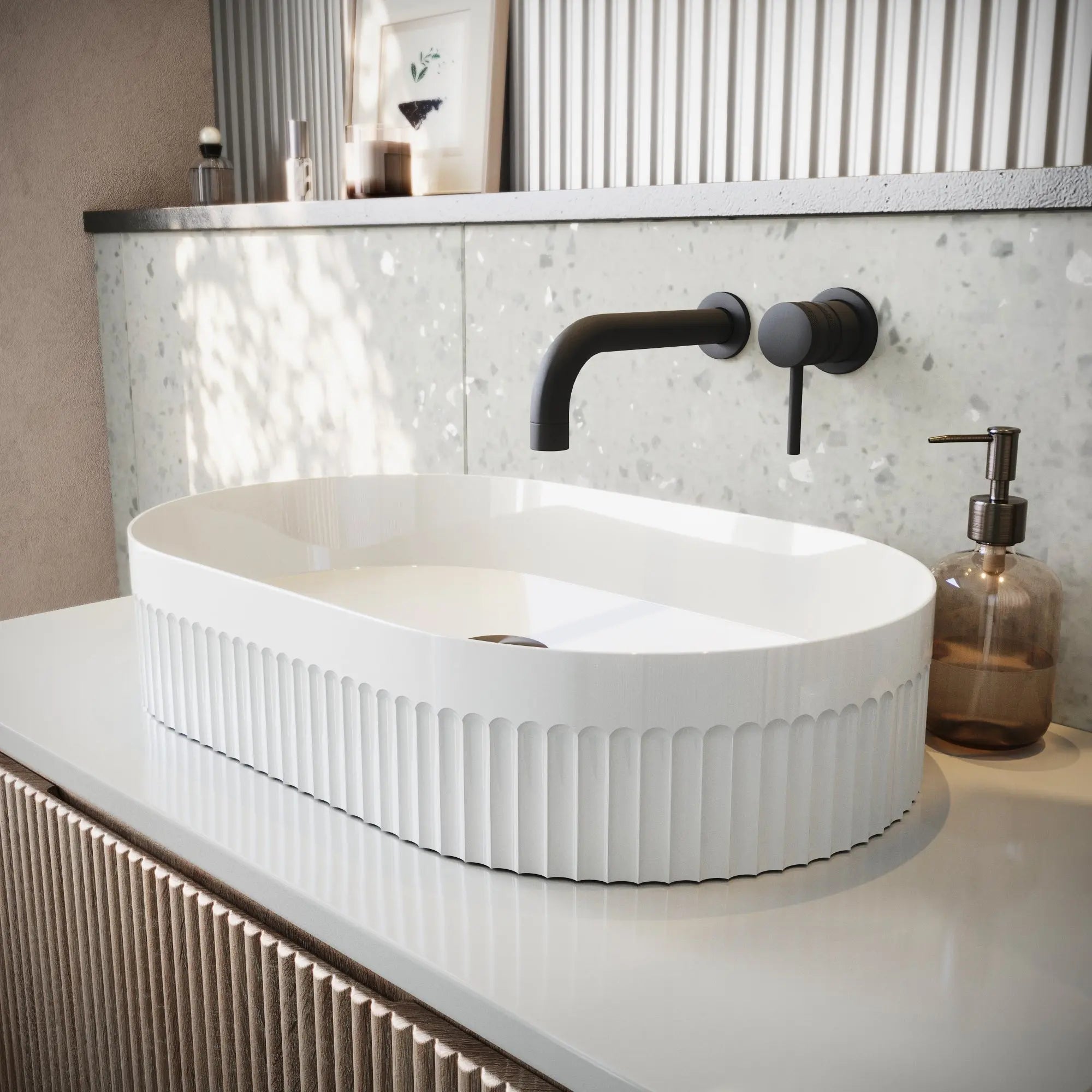 Scudo Fluted Oval Countertop Basin HPS Hartlepool Plumbing Supplies