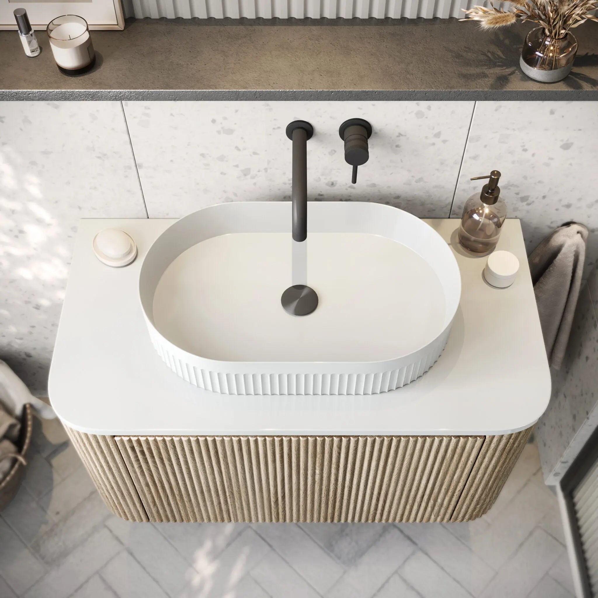 Scudo Fluted Oval Countertop Basin HPS Hartlepool Plumbing Supplies