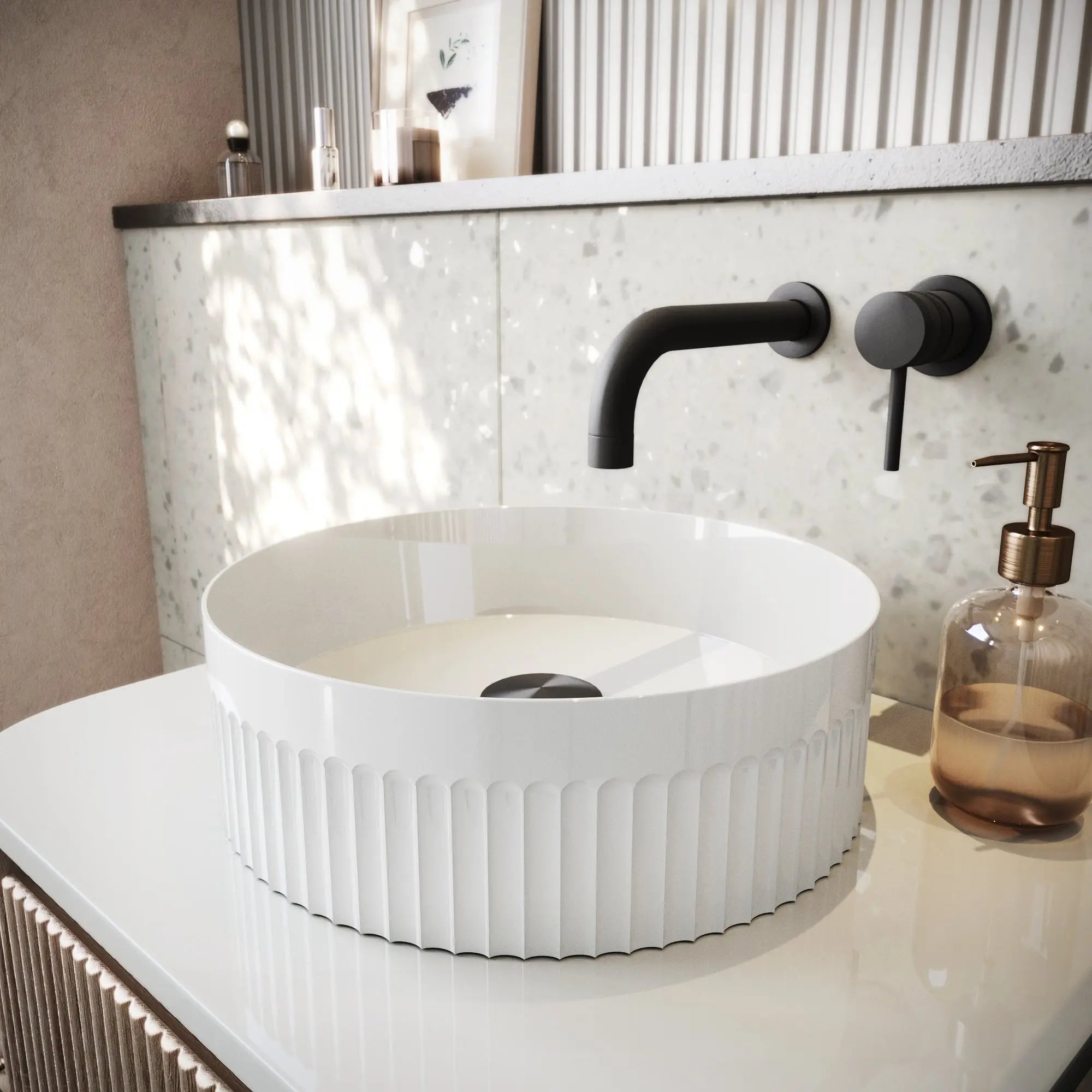 Scudo Fluted Round Countertop Basin HPS Hartlepool Plumbing Supplies