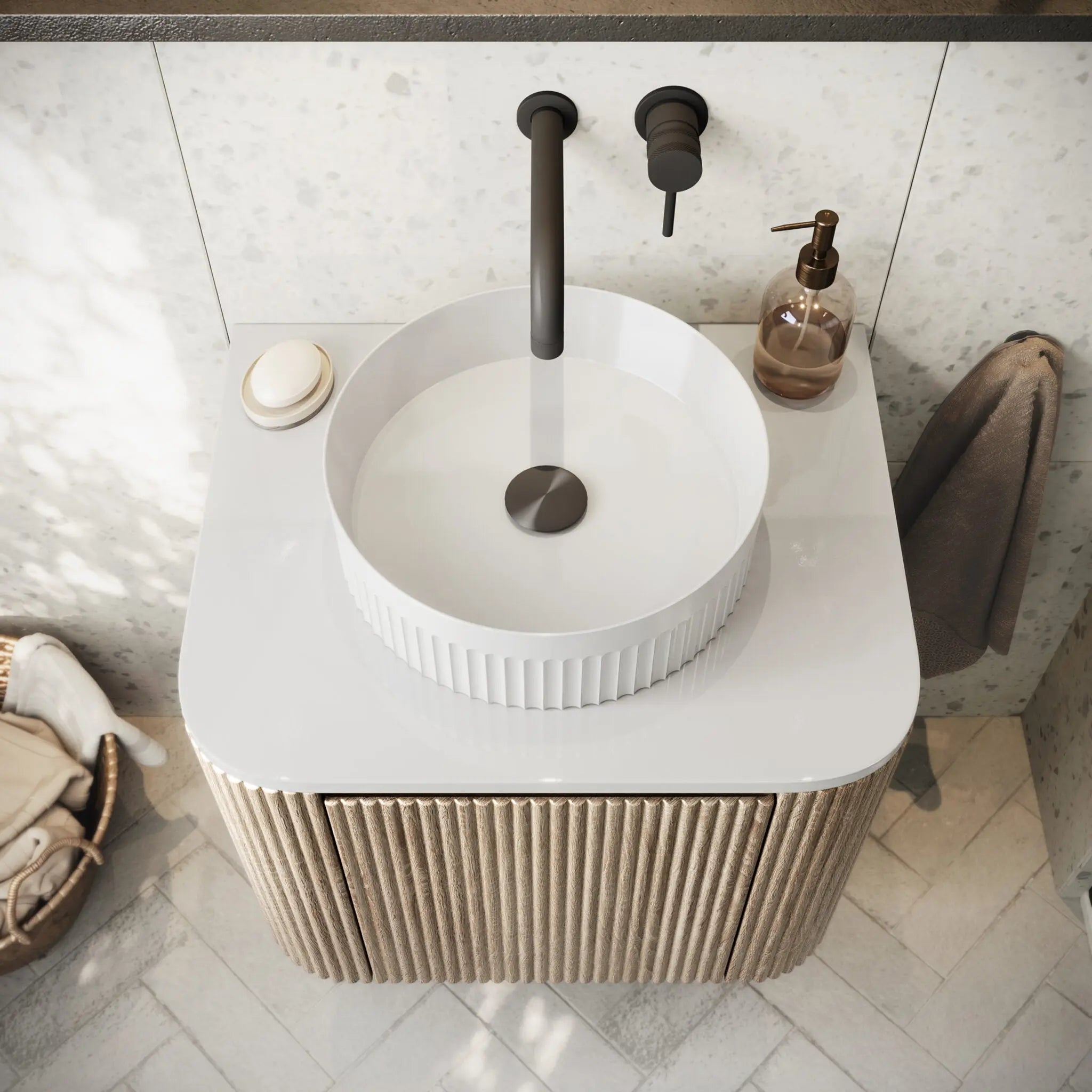 Scudo Fluted Round Countertop Basin HPS Hartlepool Plumbing Supplies