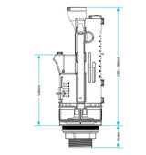 Technical drawing of a cylindrical mechanical component with dimensions labeled