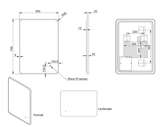 ALFIE SOFT EDGE LED MIRROR BLACK-HPS Hartlepool Plumbing Supplies