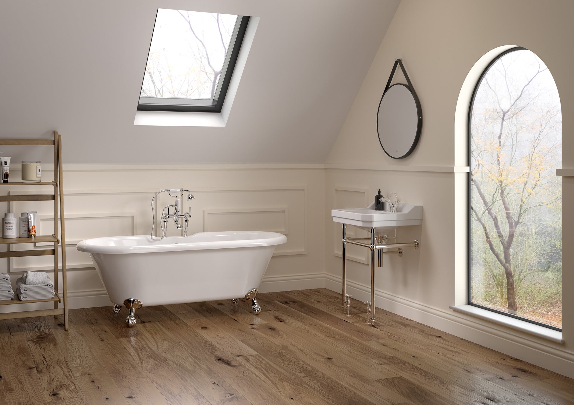 Holborn 1TH 610mm Heated Washstand & Basin - Brushed Brass