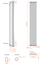 Aqua Moda Steel Vertical Radiator W280 x H1800 4 Bars