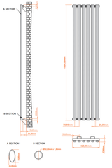 Aqua Moda Steel Radiator W420 x H1800 6 Bars