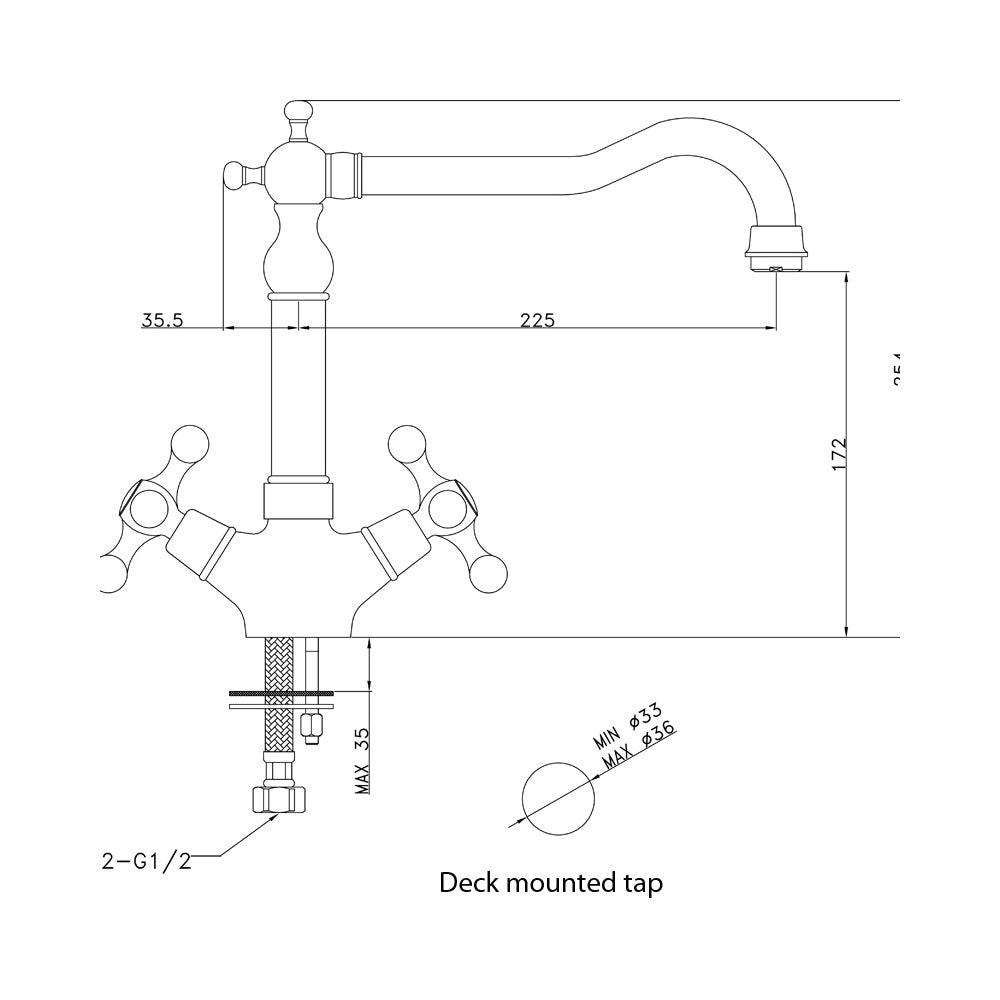 Astini Traditional Twin Handle Kitchen Sink Mixer Tap 25411 Series