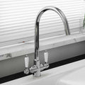 Astini Colonial Ceramic White Handle Twin Lever Kitchen Mixer Tap