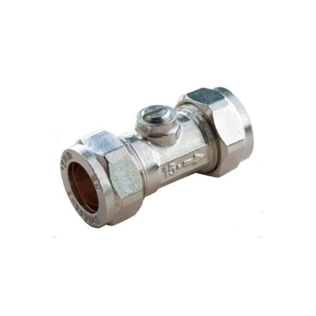 15mm Compression Chrome Isolating Valve